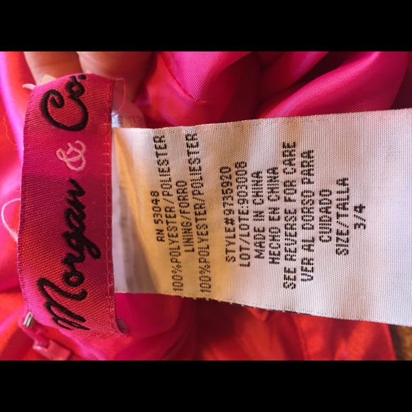 Morgan & Co Pink Satin Halter Gown, Size 3/4 - Picture 4 of 6